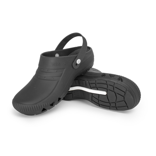 Working Safe Safe Clog com tira preta vista lateral e sola
